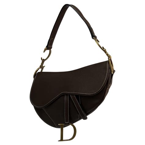 vintage dior saddle bag brown leather